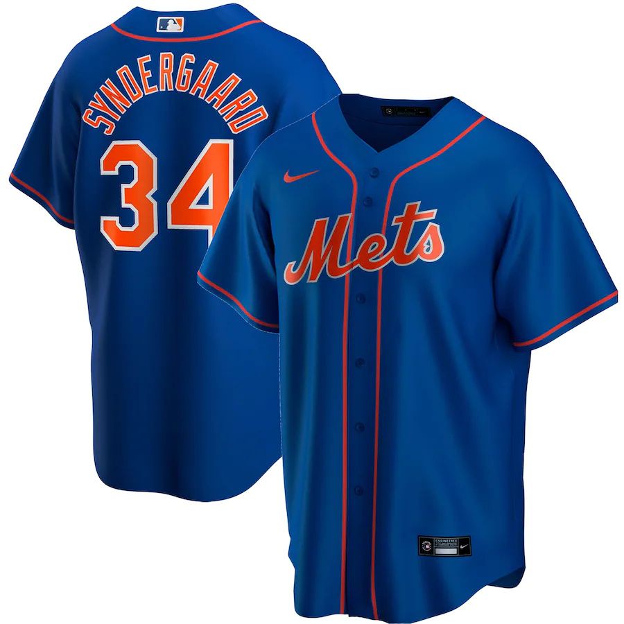 Mens New York Mets #34 Noah Syndergaard Nike Royal Alternate Replica Player Name MLB Jerseys